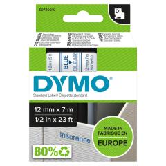  Dymo märk-tejp/band D1, 12mmx7meter blå/klar