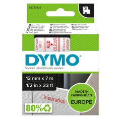  Dymo märk-tejp/band D1, 12mmx7meter röd/klar