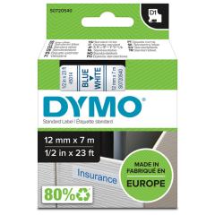  Dymo märk-tejp/band D1, 12mmx7meter blå/vit