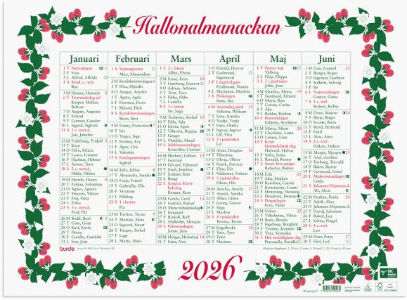  Väggkalender 2026 Stora Hallonalmanackan