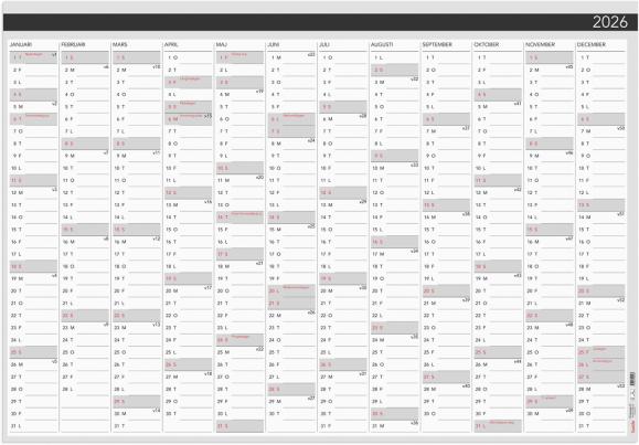  Väggkalender 2026 Väggblad Elegant 980x680mm
