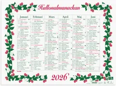  Väggkalender 2026 Stora Hallonalmanackan