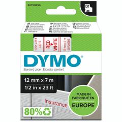  Dymo märk-tejp/band D1, 12mmx7meter röd/vit