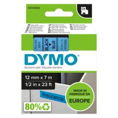  Dymo märk-tejp/band D1, 12mmx7meter svart/blå
