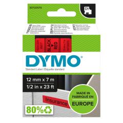  Dymo märk-tejp/band D1, 12mmx7meter svart/röd