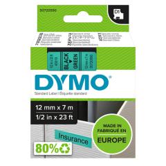  Dymo märk-tejp/band D1, 12mmx7meter svart/grön