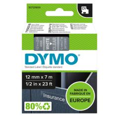  Dymo märk-tejp/band D1, 12mmx7meter vit/klar