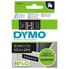  Dymo märk-tejp/band D1, 12mmx7meter vit/svart