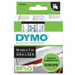  Dymo märk-tejp/band D1, 19mmx7meter blå/vit