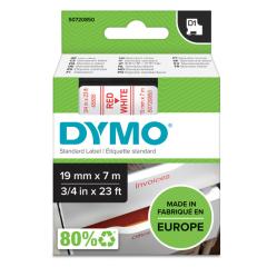  Dymo märk-tejp/band D1, 19mmx7meter röd/vit