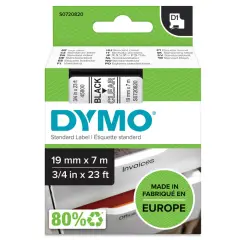  Dymo m&auml;rk-tejp/band D1, 19mmx7meter svart/klar