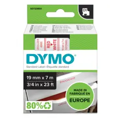  Dymo m&auml;rk-tejp/band D1, 19mmx7meter r&ouml;d/vit