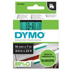  Dymo märk-tejp/band D1, 19mmx7meter svart/grön