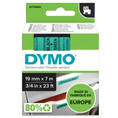  Dymo m&auml;rk-tejp/band D1, 19mmx7meter svart/gr&ouml;n