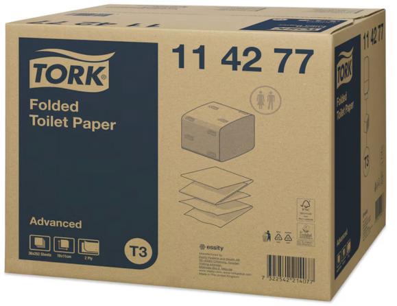 Tork Vikt Toalettpapper Advanced T3, 2-lager vit
