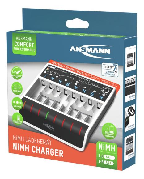 Batteriladdare Ansmann Comfort Pro 8 laddar AA och AAA