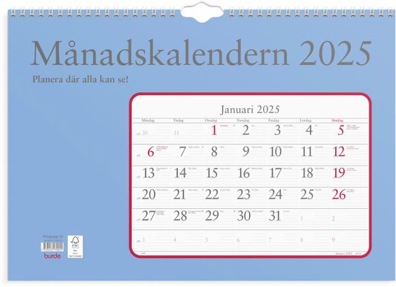  Väggkalender 2025 Månadskalendern