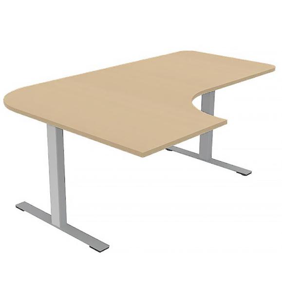  Skrivbord Viva T-staiv fast höjd, med svängd skiva