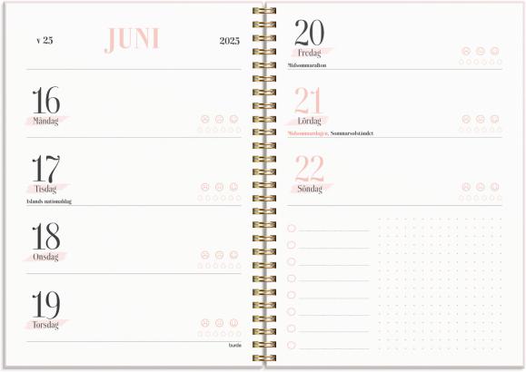  Kalender 2025 Life Planner Pink horisontell