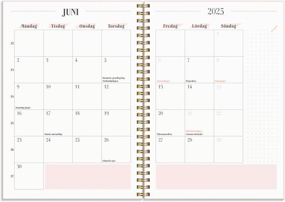  Kalender 2025 Life Planner Pink horisontell