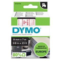  Dymo märk-tejp/band D1, 9mmx7meter röd/vit