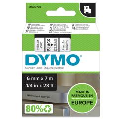  Dymo märk-tejp/band D1, 6mmx7meter svart/klar