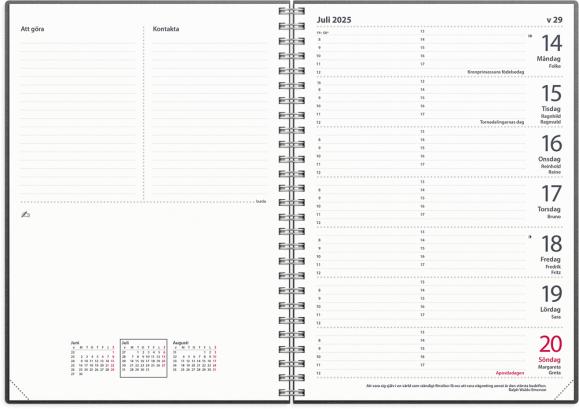  Kalender 2025 Stora Noteskalendern svart konstläder