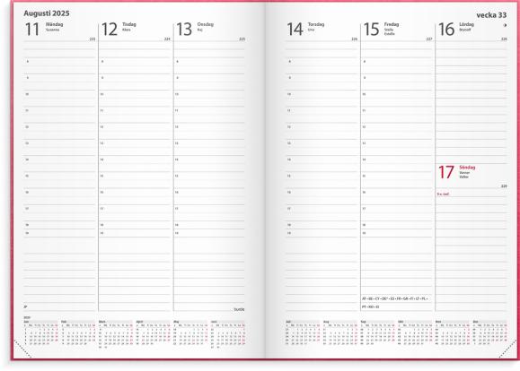 Kalender 2025 Weekly A5 rosa konstläder