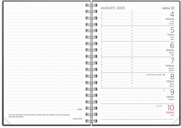  Kalender 2025 Liten Veckokalender refill