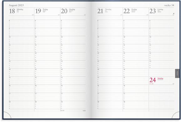  Kalender 2025 Veckojournal blått konstläder
