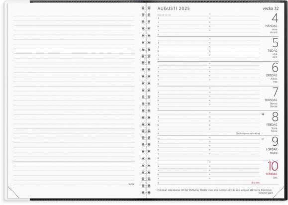  Kalender 2025 Stor Veckokalender svart plast