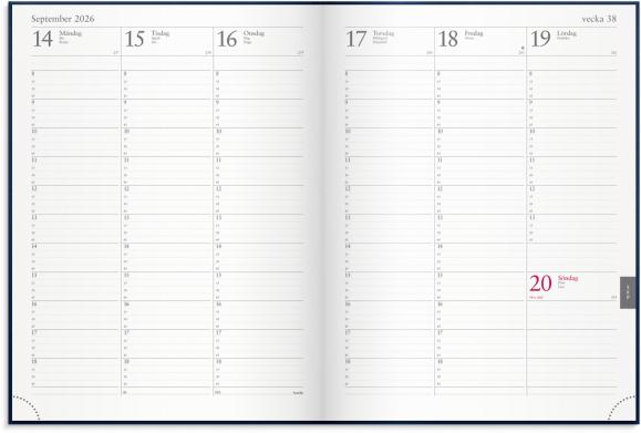  Kalender 2026 Veckojournal blått konstläder