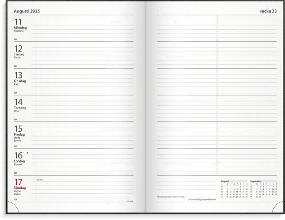  Kalender 2025 Kontorskalender svart konstläder