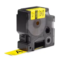  M&auml;rkband Dymo Industri Vinyltejp 24mm x 5,5meter svart/gul