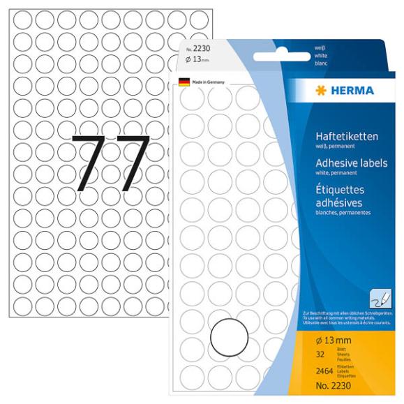  Herma etikett vit diameter 13mm 2230