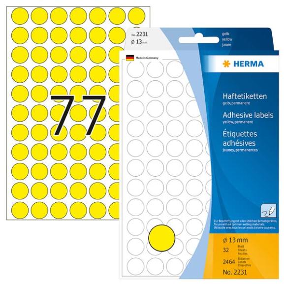  Herma etikett gul diameter 13mm 2231