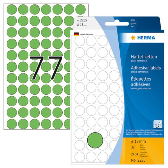  Herma etikett grön diameter 13mm 2235