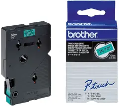  Märktejp Brother TC-701 svart/grön 12mm