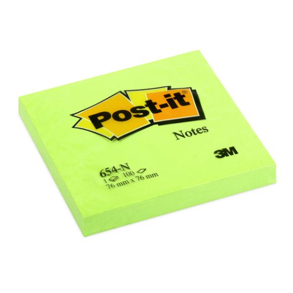  Post-it neon 76x76mm limegrön