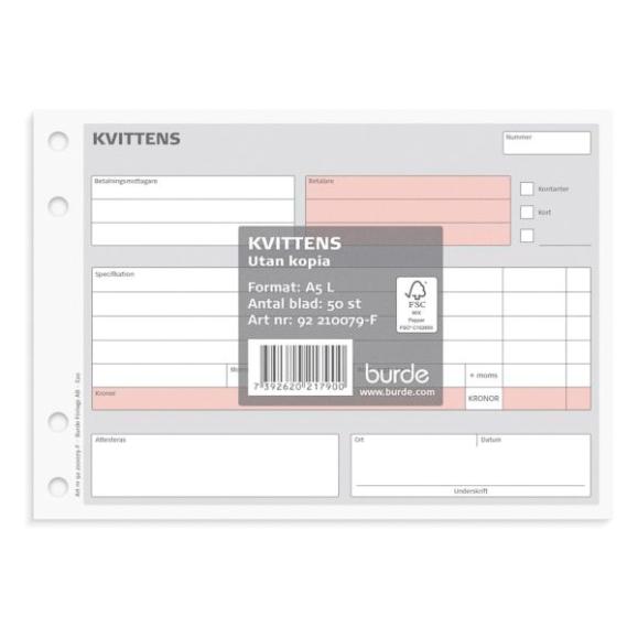  Kvittensblock A5L 50ex