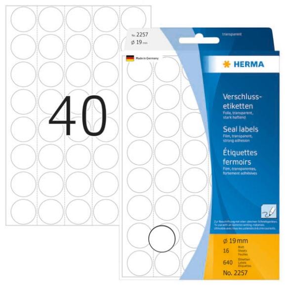  Herma etikett transparent diam 19mm 2257