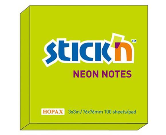  Notes 76x76mm neonlimegrön