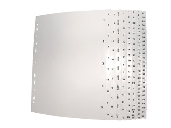  Plastregister A4 1-52 utan försättsblad vit med svart fliktryck