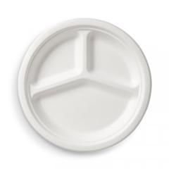  Tallrik 3-fack bagasse 26cm vit 50-pack