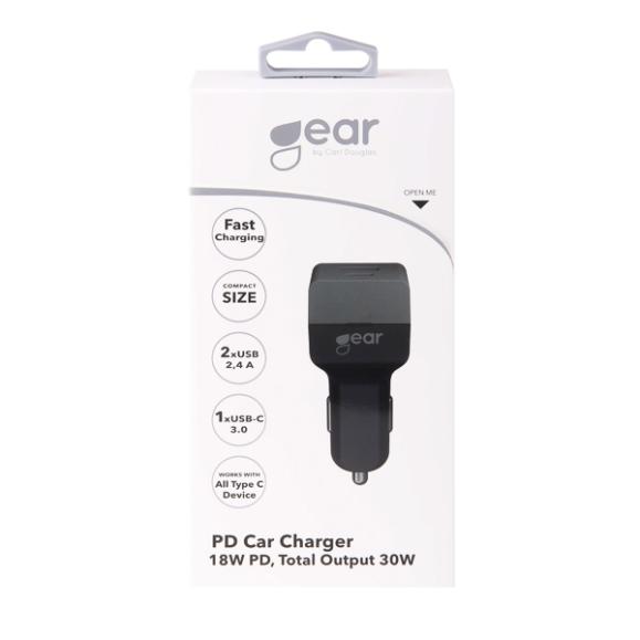  Laddare 12V till 1xUSB-C + 1xUSB-A