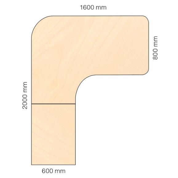  Skrivbord Viva Select höj- och sänkbart 1600/800mm med svängd skiva