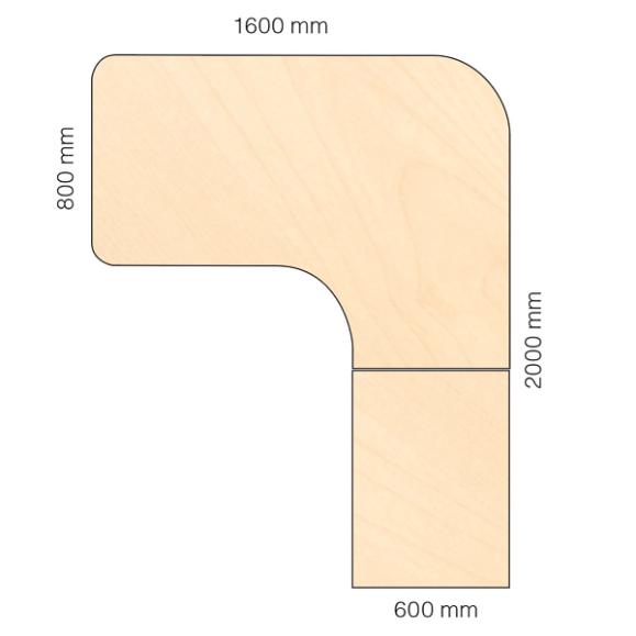  Skrivbord Viva Select höj- och sänkbart 1600/800mm med svängd skiva