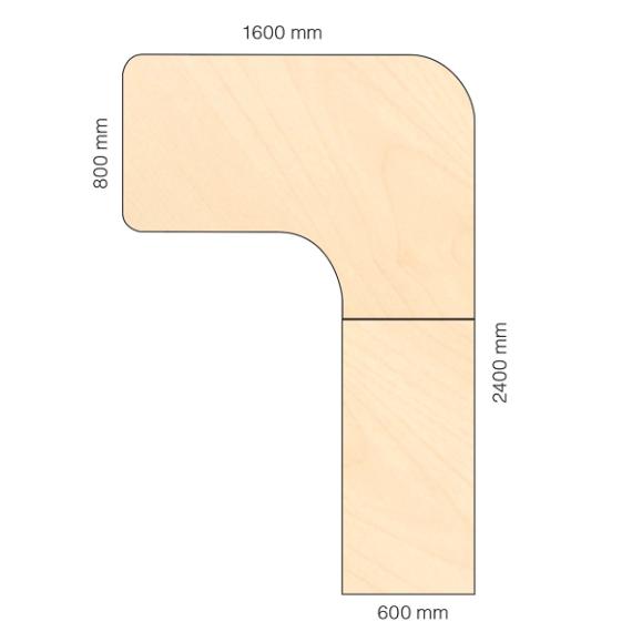  Skrivbord Viva Select höj- och sänkbart 1600/800mm med svängd skiva