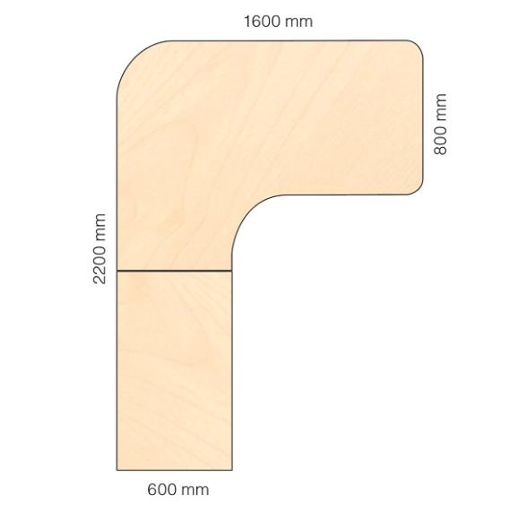  Skrivbord Viva Select höj- och sänkbart 1600/800mm med svängd skiva