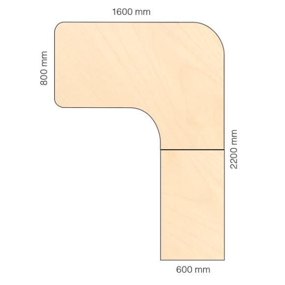 Skrivbord Viva Select höj- och sänkbart 1600/800mm med svängd skiva